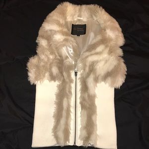 Adorable white and gray fur vest